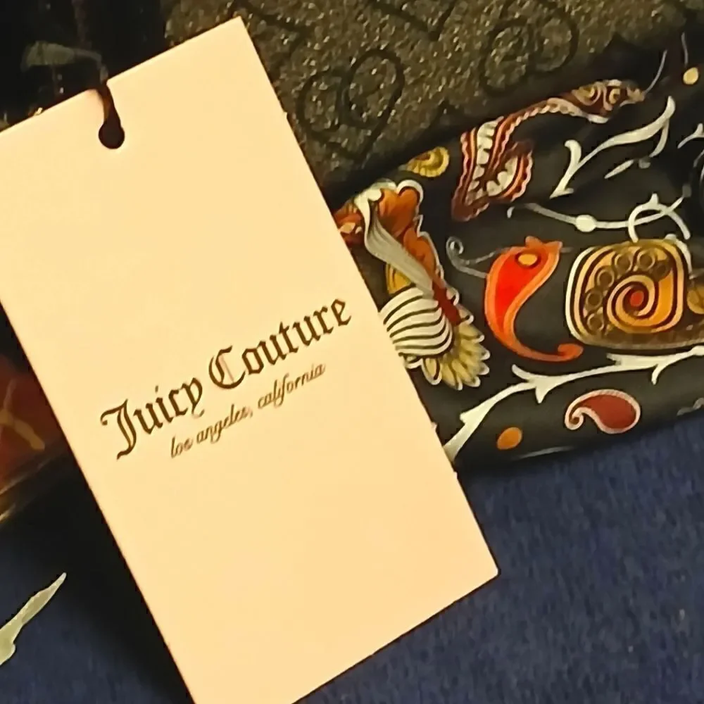 Juicy Couture Black & Gray Monogram Heart Double Zip Around Wallet NWT